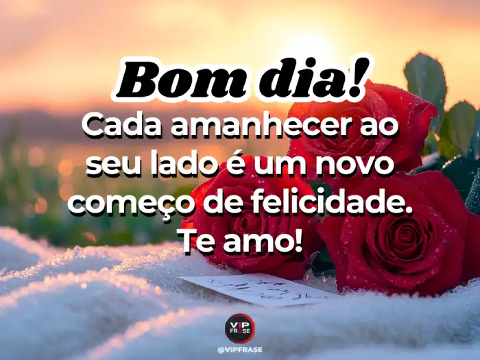 Mensagens de bom dia com carinho ao amanhecer, com uma declaração de amor dizendo 'te amo' ao lado de quem é especial.