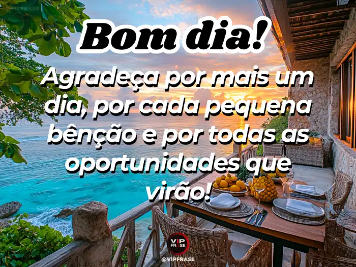 Frases, incentivando a gratidão pelas bênçãos e pelas oportunidades que estão por vir.