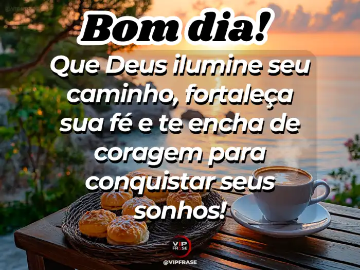 Abençoado mensagens de bom dia, pedindo que Deus ilumine seu caminho e fortaleça sua coragem para o dia.