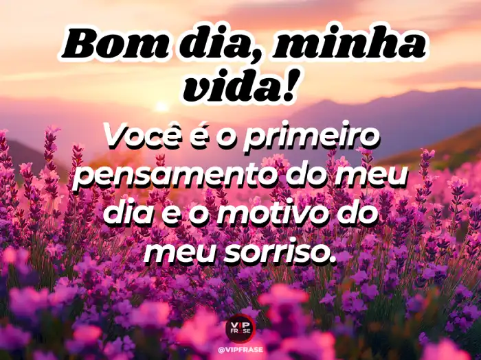 Mensagem de bom dia de hoje: você é o motivo do meu sorriso, minha vida.