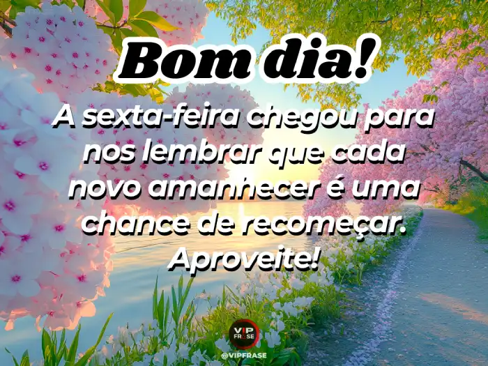 Mensagens de bom dia sexta-feira: cada amanhecer é uma nova chance para recomeçar e ser feliz.