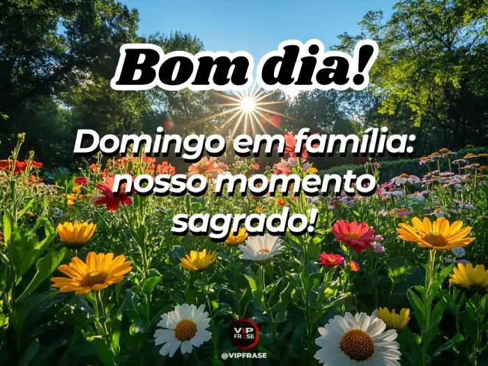 Bom dia domingo! Mensagem sobre a importância da família e o momento sagrado juntos, começando o dia com amor e união.