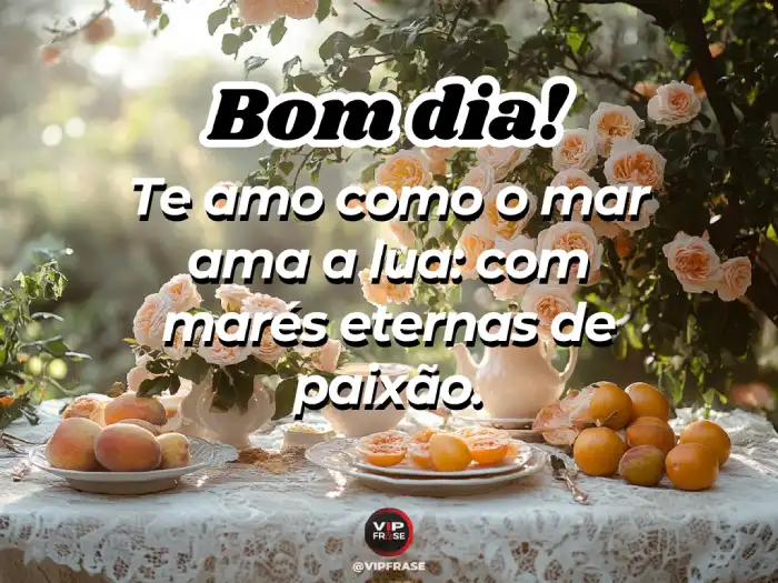 Amor bom dia frase: te amo como o mar ama a lua – eternamente, profundamente