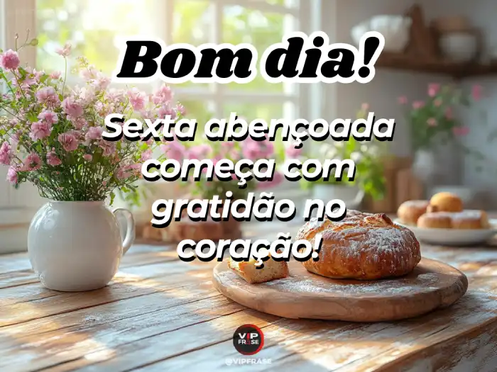 Mensagem de bom dia sexta feira abençoada com gratidão no coração e bênçãos para o dia.