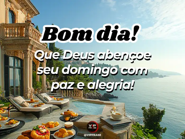 Mensagem de bom dia de domingo com bênçãos de Deus, paz e alegria.