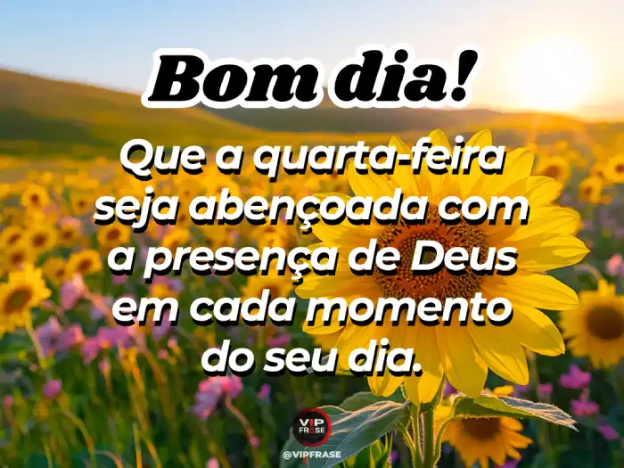 Mensagem de bom dia quarta-feira com a abençoada presença de Deus no seu dia.