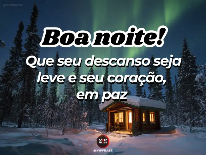 Mensagem de boa noite com descanso leve e coração em paz