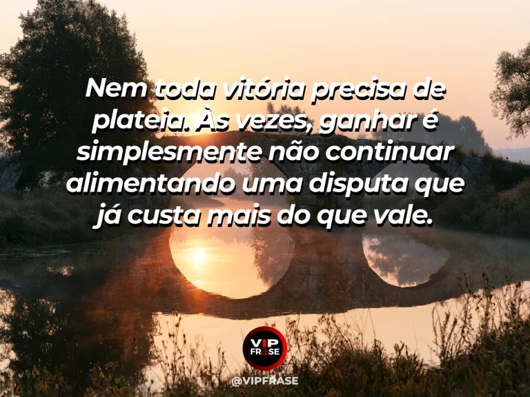Mensagem de reflexão sobre paz e sabedoria, com ponte de madeira sobre água clara conduzindo a um jardim ensolarado, simbolizando deixar conflitos para trás.