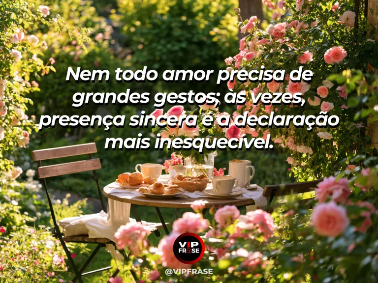 Frase sobre amor, com um banco para dois diante de um lago.