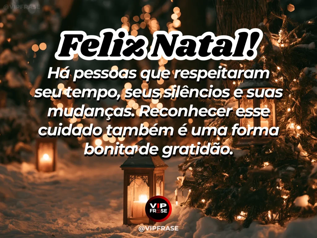 Frase de Natal sobre gratidao, em cena natalina acolhedora e elegante.