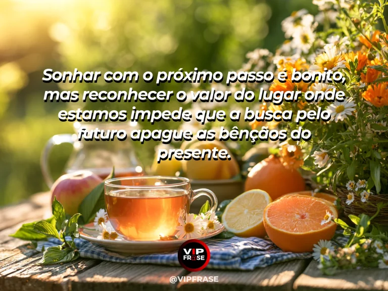 Mensagem de gratidão sobre agradecer antes de querer mais, em paisagem vista de um mirante