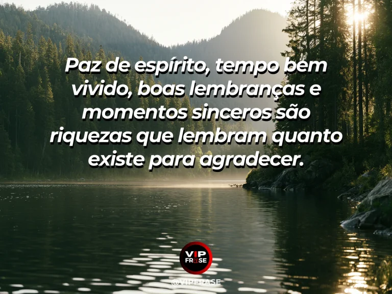 Mensagem de gratidão sobre agradecer pelo que o dinheiro não compra, em céu claro sobre lago tranquilo