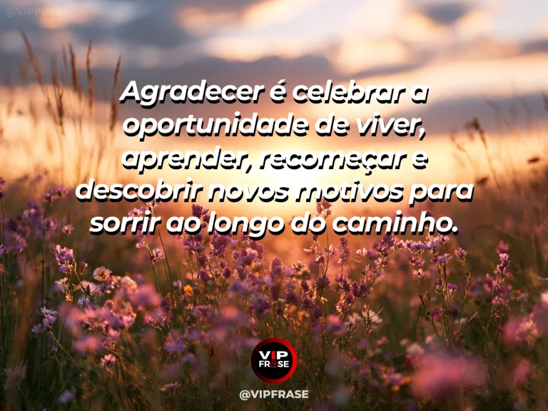 Mensagem de gratidão com cena de campo aberto com luz vibrante de manhã e caminho seguindo ao horizonte, clima de celebração serena