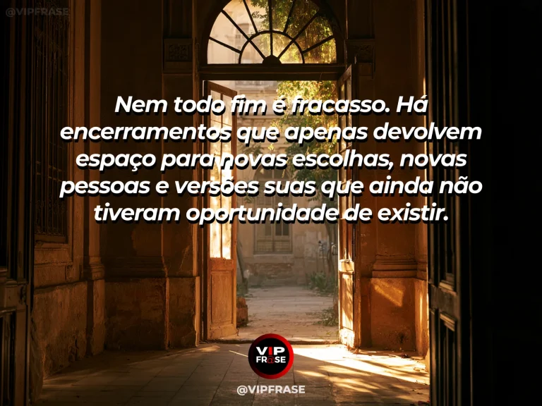 Mensagem de reflexão sobre recomeco e esperanca, com porta aberta de uma casa clara para um jardim florido e ensolarado, transmitindo recomeço e possibilidades.