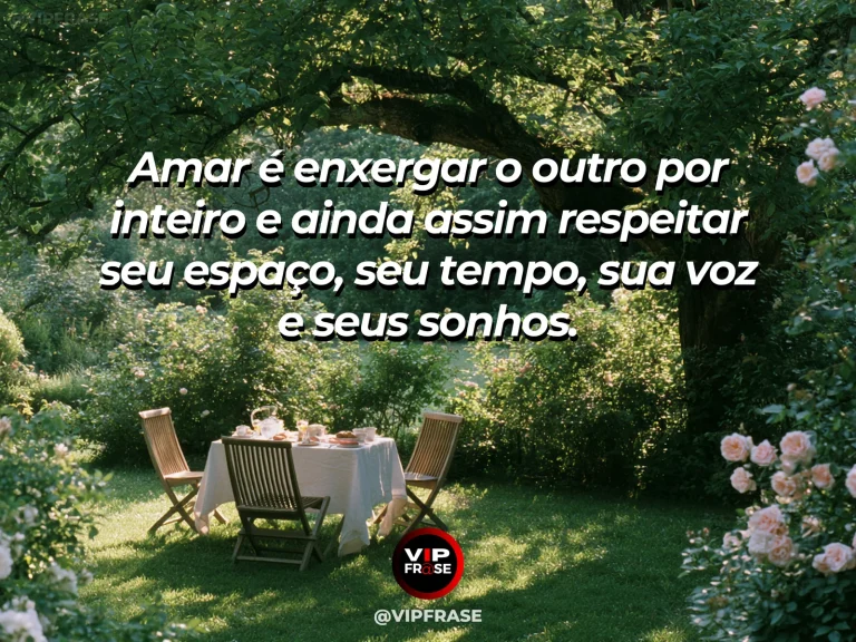 Frase de amor sobre respeito e individualidade, com fundo contemplativo.