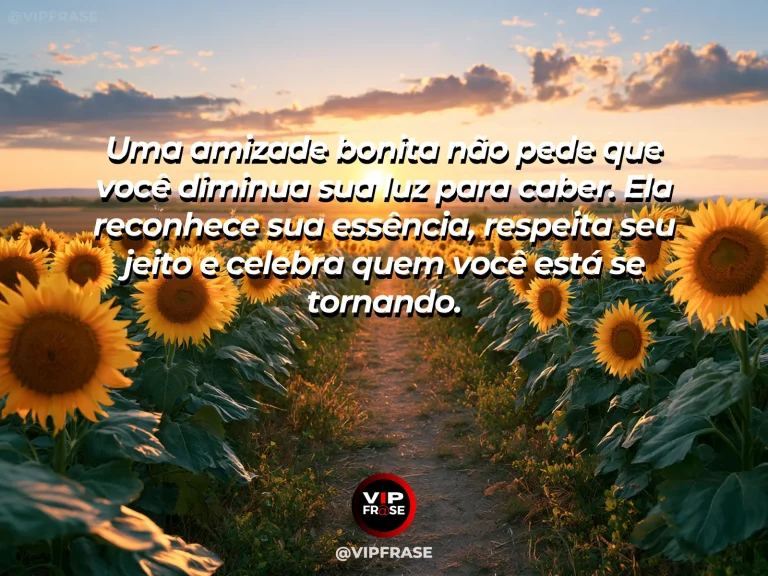 Mensagem de amizade sobre amizade bonita celebra quem você é, em cena de duas plantas diferentes crescendo sob a mesma luz abundante, representando individualidade, autoestima e apoio mútuo.