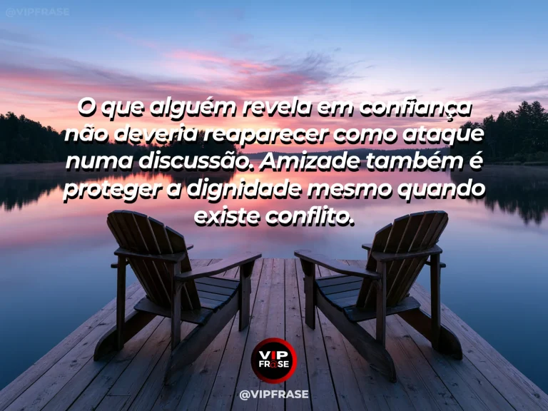 Mensagem sobre amizade, com cena de duas pessoas em conversa séria porém respeitosa, mãos relaxadas e ambiente reservado.