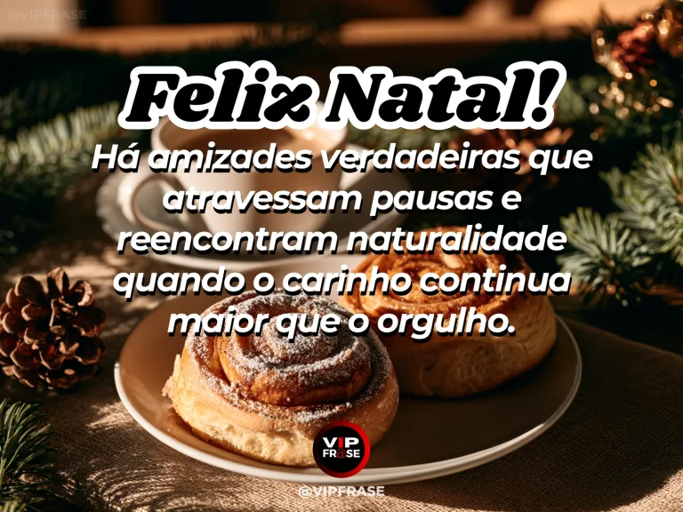 Frase de Natal sobre amizade, em cena natalina acolhedora e elegante.