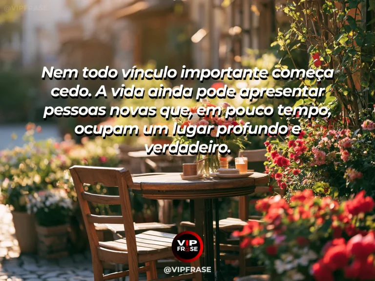 Mensagem sobre amizade, com cena de duas pessoas adultas conhecendo-se em um café ou atividade cultural, sensação de conexão recém-descoberta.