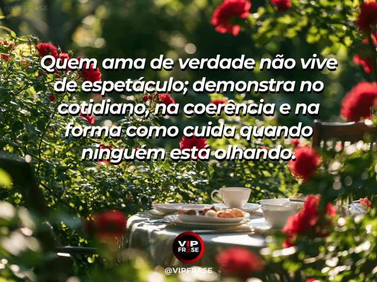 Frase de amor sobre cuidado no cotidiano, com fundo elegante e simples.