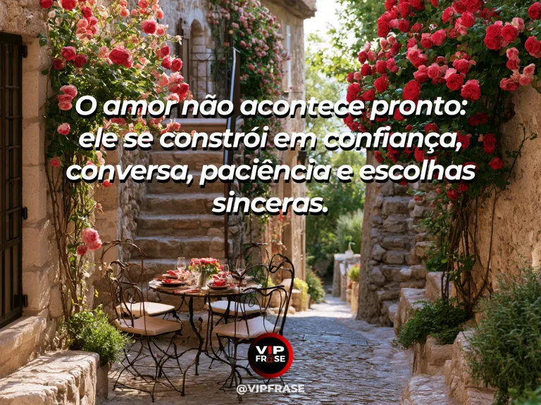 Frase de amor com fundo romântico e delicado sobre amor é construção de todos os dias.