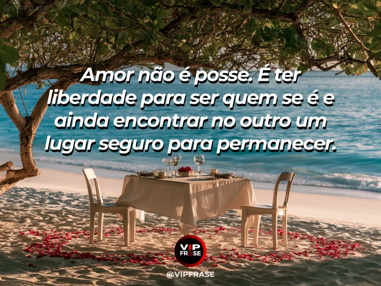 Frase de amor sobre liberdade e confiança, com fundo amplo e sereno.