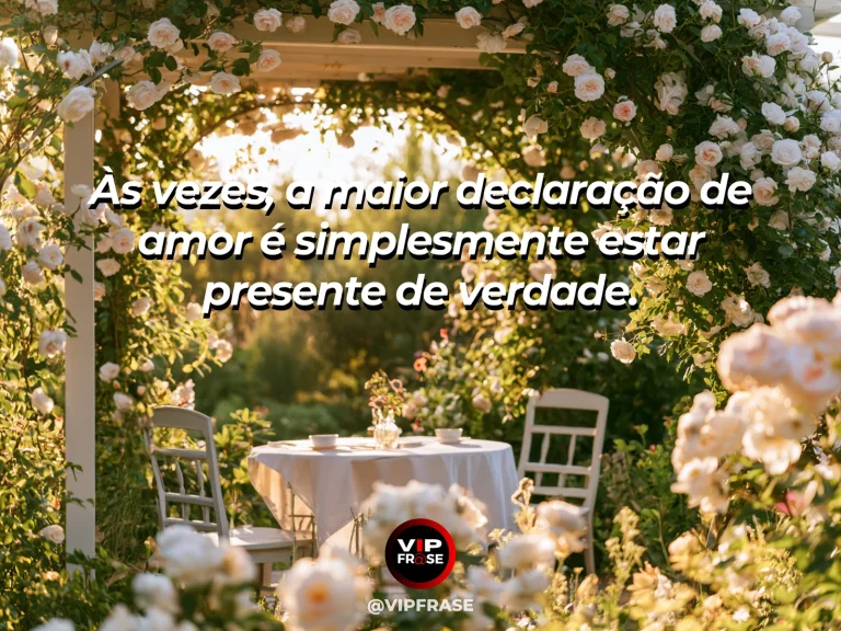 Frase de amor com fundo romântico e delicado sobre amor é presença de verdade.
