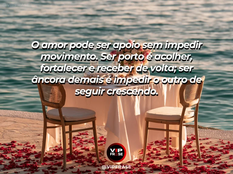 Mensagem sobre amor como porto com barco seguindo para o horizonte.