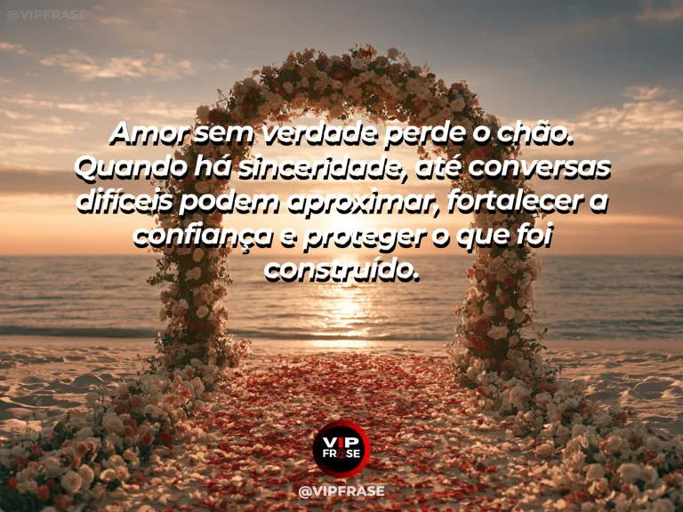 Mensagem sobre amor e confiança com ponte sobre água calma ao amanhecer.