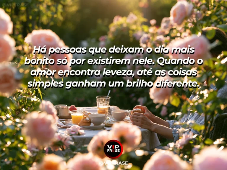 Mensagem de amor e felicidade com mesa ensolarada, flores e duas taças.