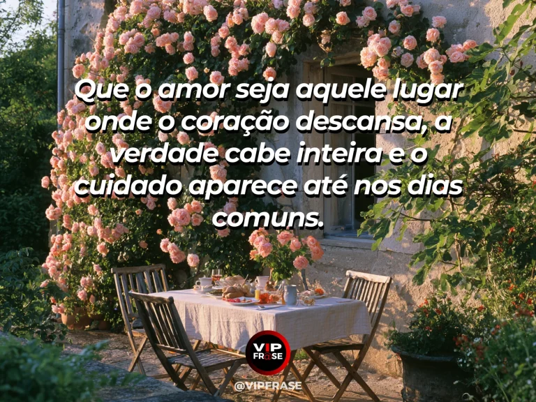 Mensagem de amor sobre abrigo emocional, com cena acolhedora em tons quentes.