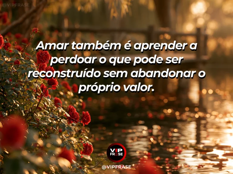 Frase de amor com fundo romântico e delicado sobre amor também é perdão.