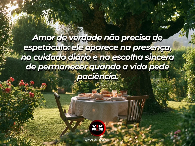 Mensagem sobre amor verdadeiro com casal caminhando junto ao entardecer.