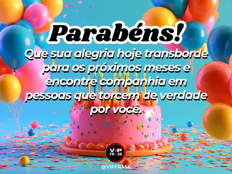 Frase de aniversário sobre felicidade e amizade, com mesa festiva preparada para pessoas queridas.