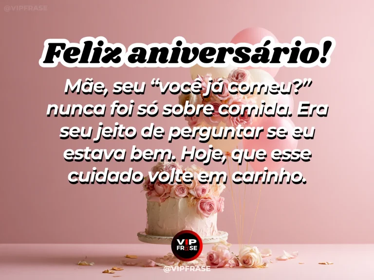 Mensagem de aniversário para mãe sobre cuidado, com mesa de café da manhã acolhedora