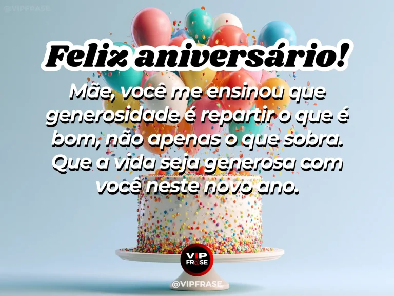 Mensagem de aniversário para mãe sobre generosidade, com mesa compartilhada e flores