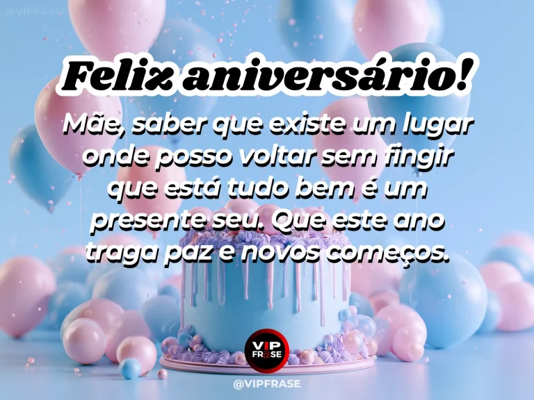 Mensagem de aniversário para mãe sobre família e recomeço, com entrada de casa iluminada