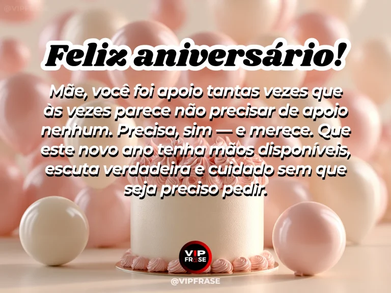 Mensagem de aniversário para mãe sobre carinho e conforto, com chá, manta e flores