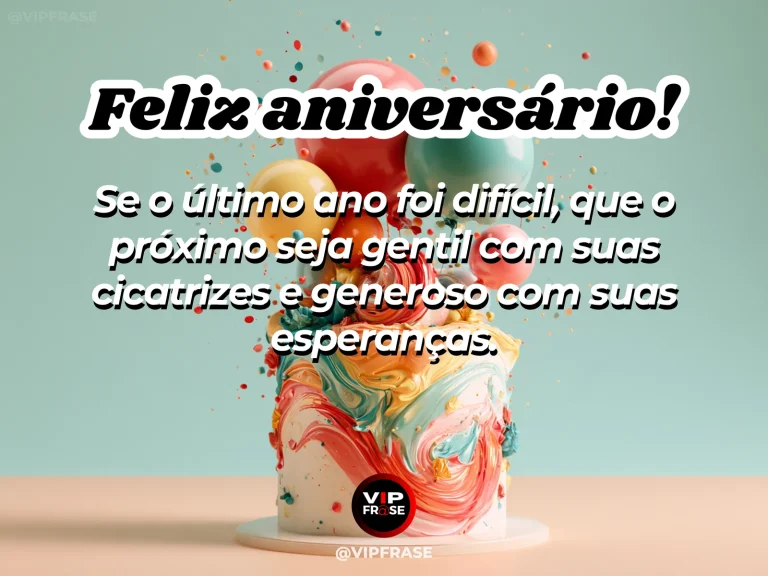 Frase de aniversário sobre conforto e esperança, com cerâmica restaurada e flores delicadas.