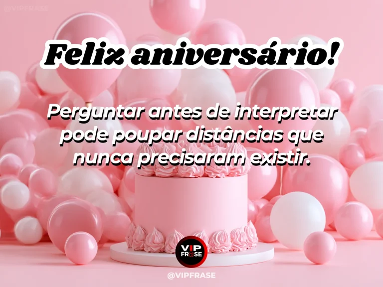 Frase de aniversário sobre diálogo, com duas cadeiras voltadas uma para a outra.