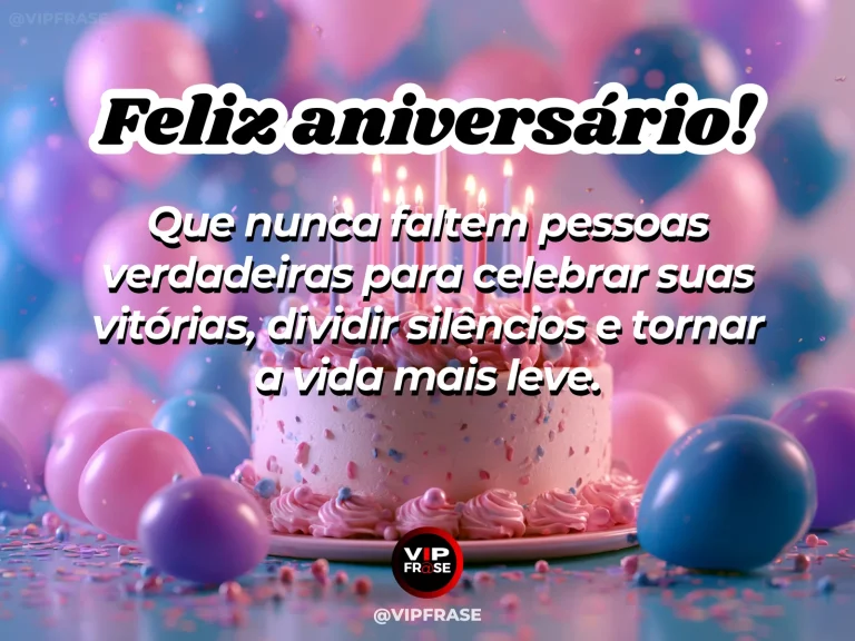 Frase de aniversário sobre amizade, com mesa preparada para uma celebração entre pessoas queridas.