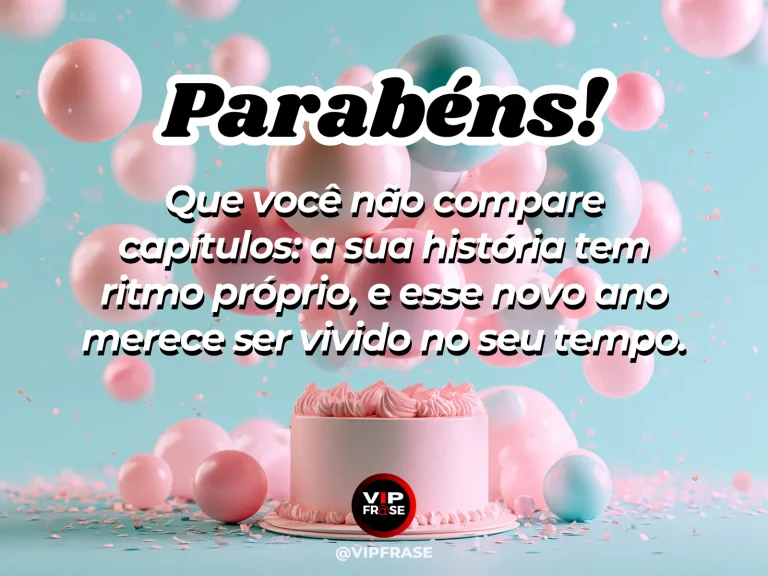 Frase de aniversário sobre autoestima e trajetória, com estrada seguindo seu próprio caminho.