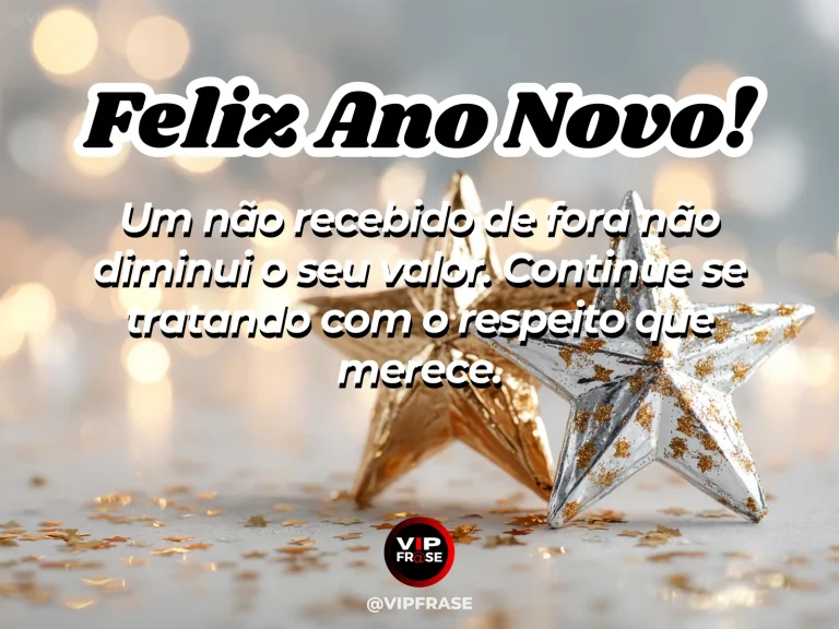 Frase de Ano Novo sobre autoestima, em cena serena com espelho iluminado por luz suave, com sensação de dignidade e recolhimento.