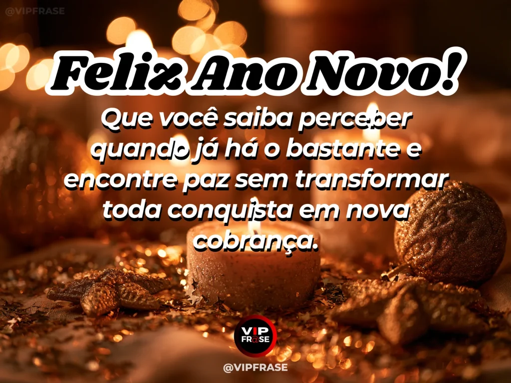 Frase de Ano Novo sobre paz, gratidao, com cenário inspirador e acolhedor.