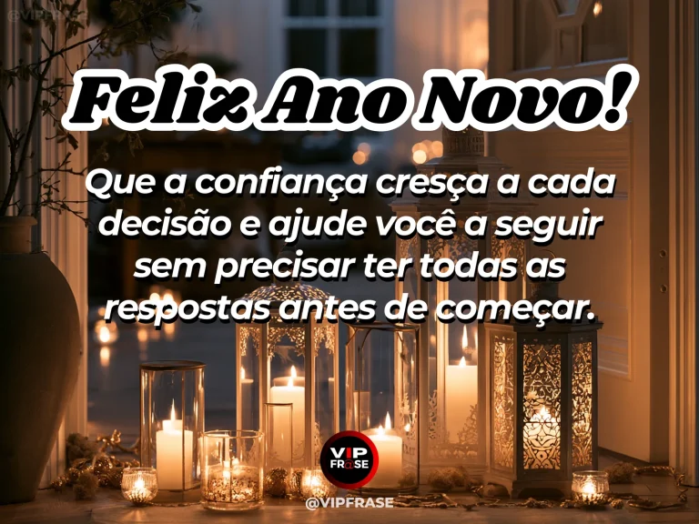 Mensagem de Ano Novo sobre confianca e recomeco, com porta aberta para um jardim iluminado pela manhã.