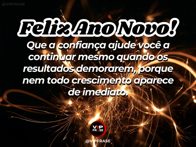 Mensagem de Ano Novo sobre confianca, com broto verde surgindo discretamente da terra sob luz de manhã.