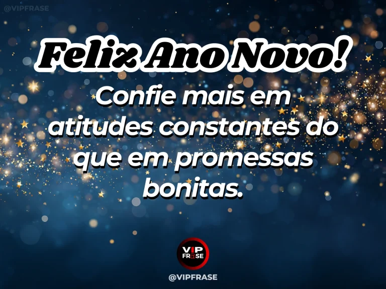 Frase de Ano Novo sobre confiança em atitudes, com pegadas seguindo um caminho.