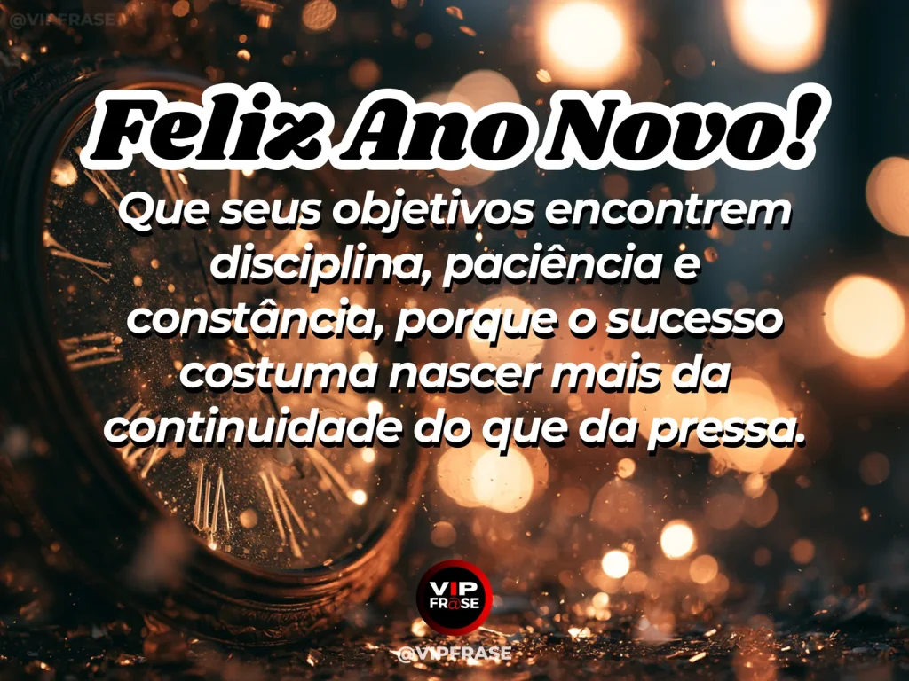 Mensagem de Ano Novo sobre sucesso e sabedoria, com fileira de pedras formando um caminho regular sobre água rasa.