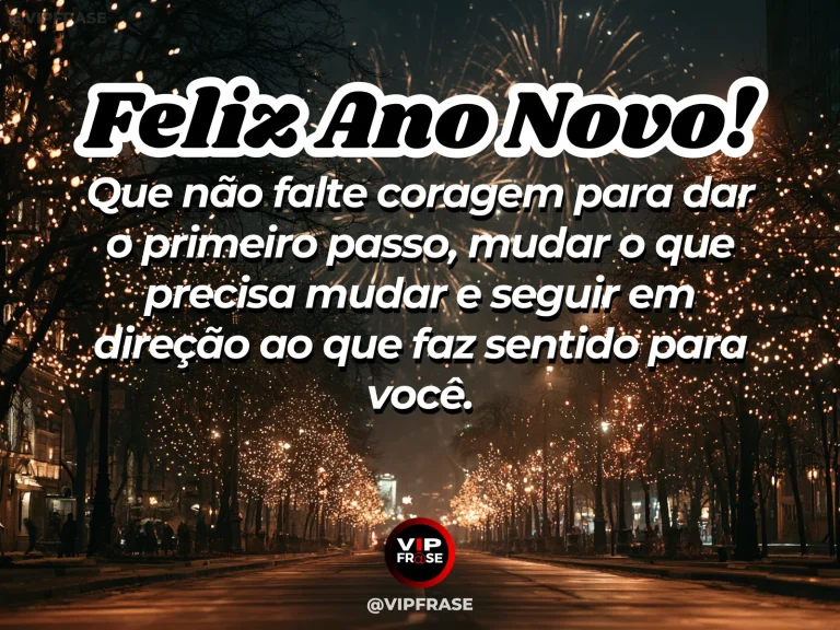 Mensagem de Ano Novo sobre coragem e recomeco, com ponte moderna avançando para um horizonte claro ao nascer do sol.