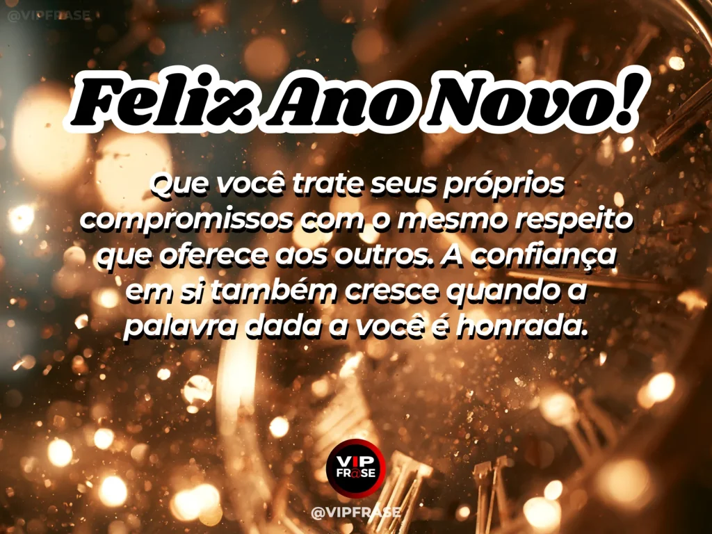 Mensagem de Ano Novo sobre compromisso pessoal, com caderno e luz suave da manhã.